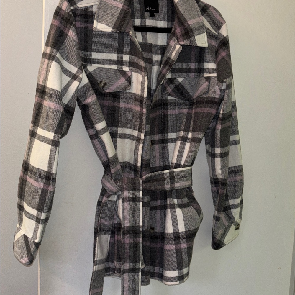 a new day Women's Plaid Utility Jacket - Black, Gray, Pink